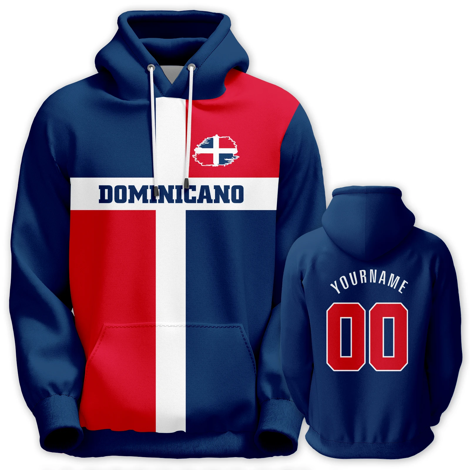 Custom Dominicano Basketball Hoodie with National Flag Elements Personalized Name Number Sportswear Men Women Youth Sweatshirt