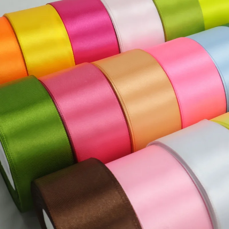 25yards/Roll 40mm Satin Ribbons Crafts Bow DIY Gift Wrap Melon Red Orange Yellow Green Blue  Khaki Gold White Pink Ribbons