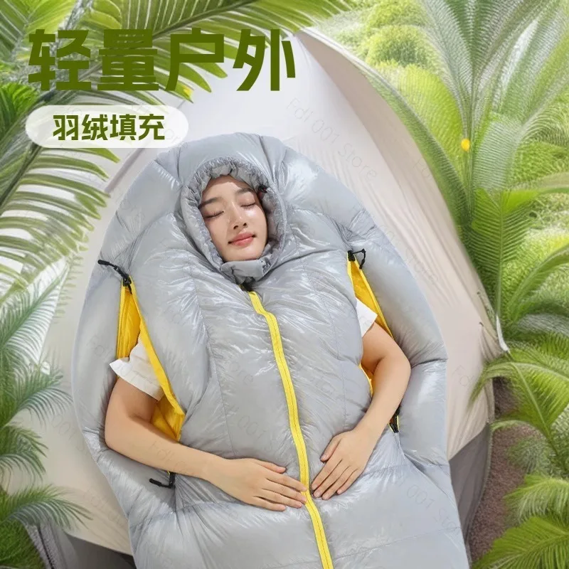 90 Duck Down Sleeping Bag Winter Thick Cold Proof Warm Sleeping Bag for Adult Men Women Outdoor Camping Hiking Travel