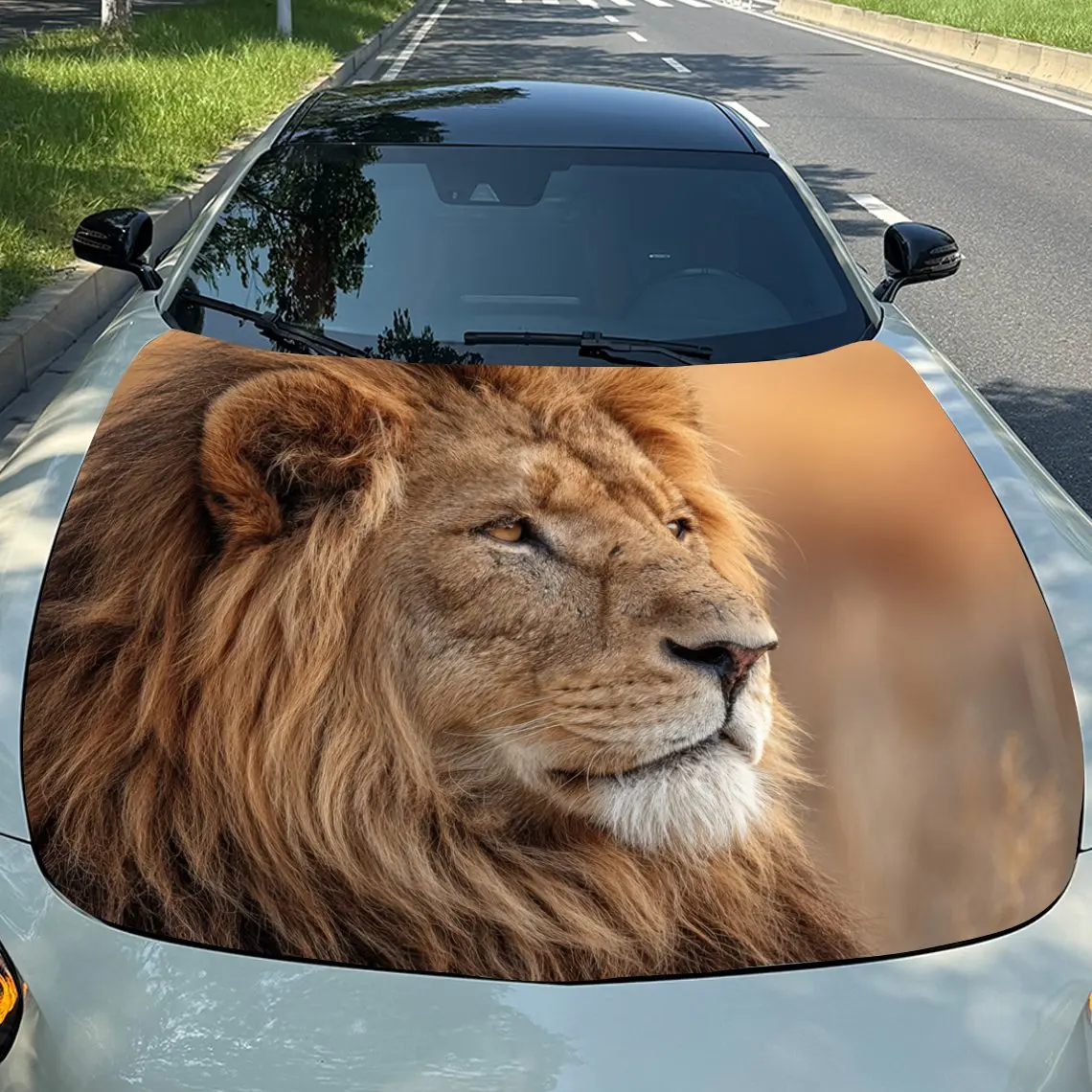 

Car Decals Lion Portrait Car Hood Sticker, Waterproof Self - Adhesive Vinyl Graphics Decals, Decorative Protective & Scratch - H