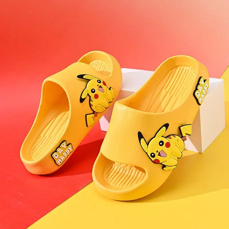 white black blue Children\'s Slippers 2024 Cartoon Pikachu Boys Baby Sandals Home Indoor Anti Slip Soft Sole plus size kids shoes