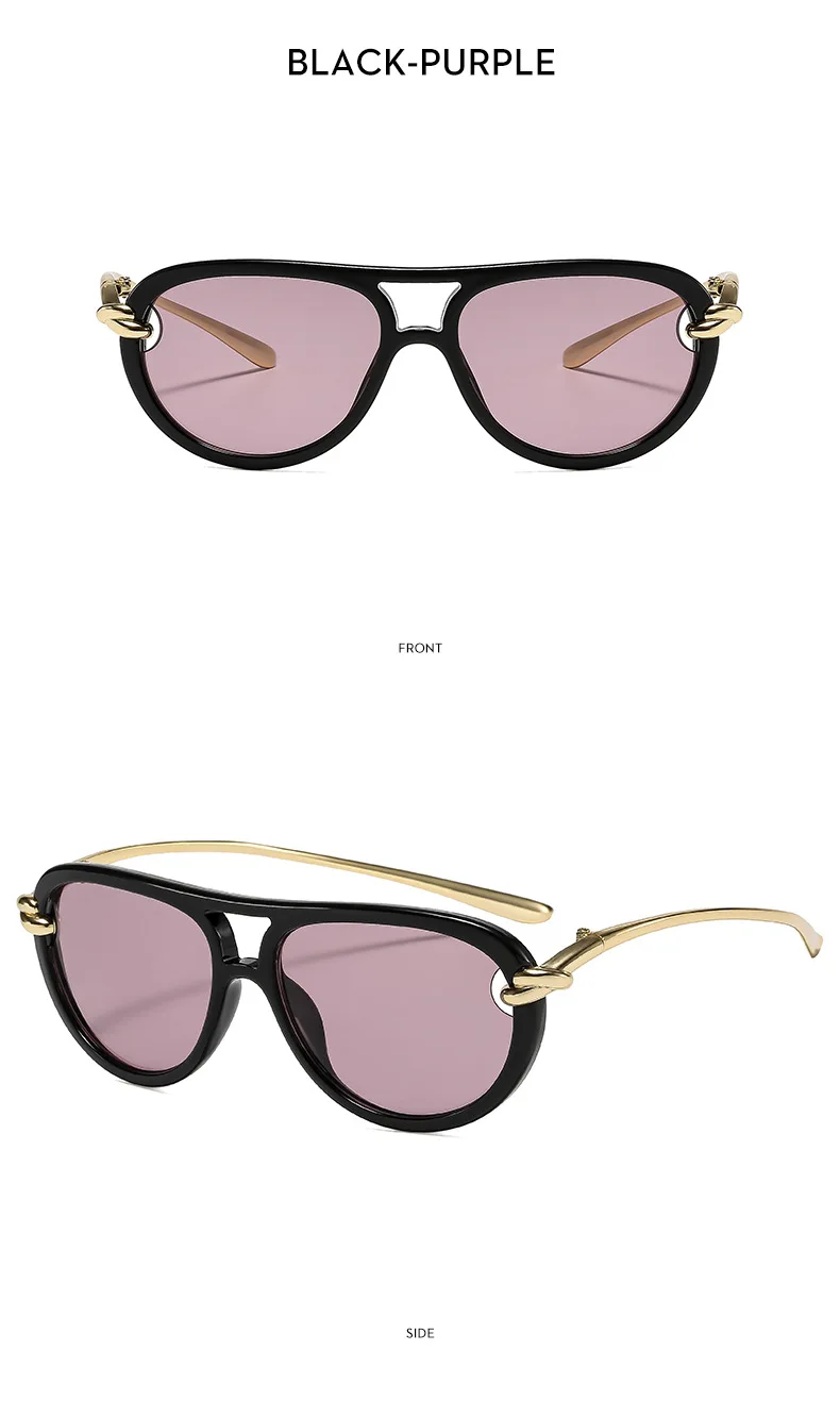 Mode Knoten Doppel Strahl Pilot Sonnenbrille Luxus Marke frauen Personalisierte Sonnenbrille Outdoor Straße Casual Einfache Sonnenbrille – Detail 20