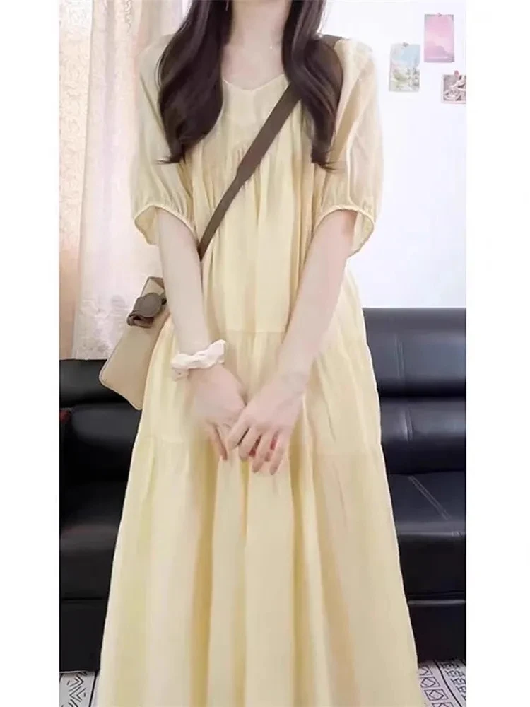 

plus Size 300 Pounds Women's Summer Fashion Slimming A-Line Long Dress Knee-Length Chiffon Splice Dress Korean Style Casual