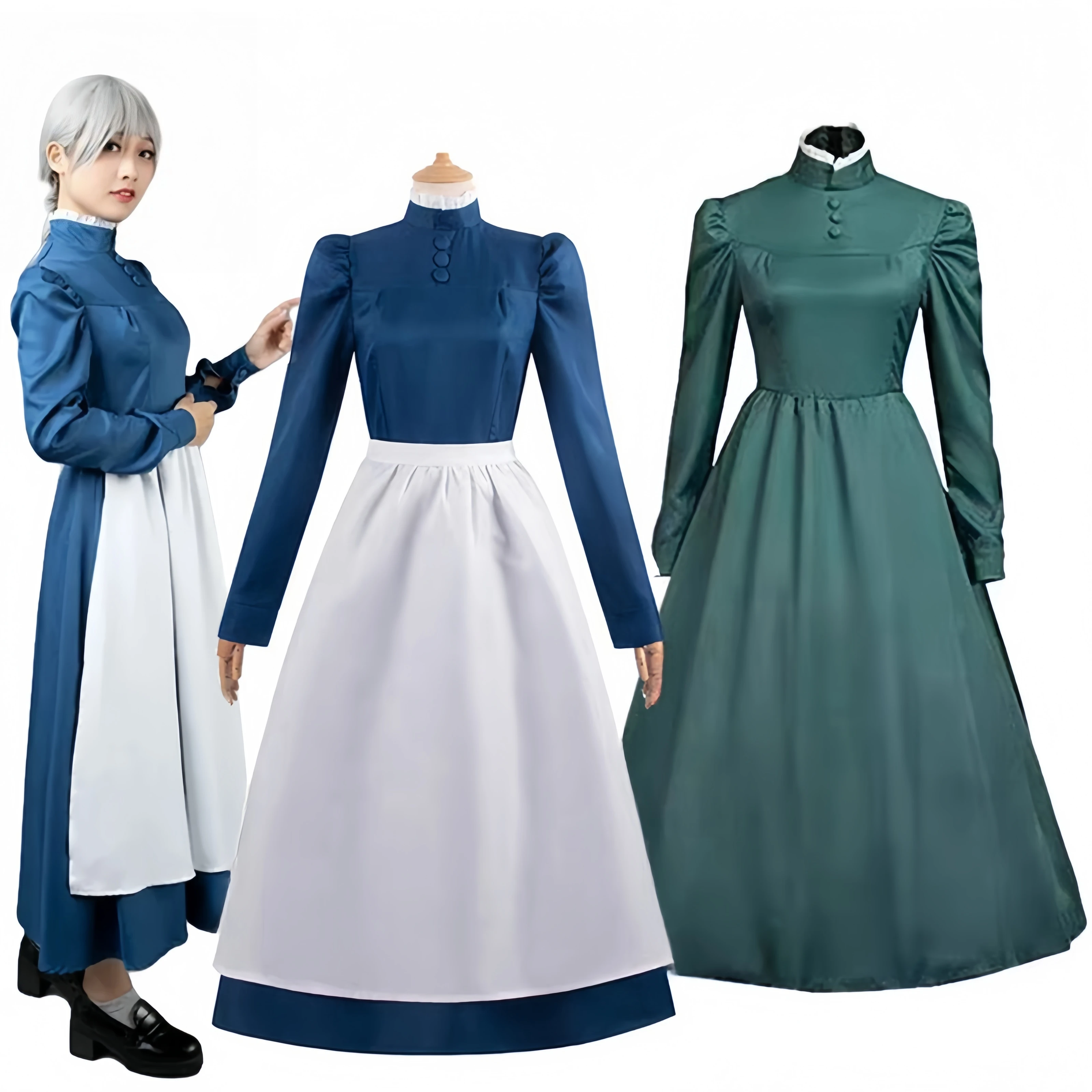 Anime Howl's Moving Castle Sophie Cosplay Costume Women Sophie Dresses   Costume Long Dress Apron Women Halloween Costume