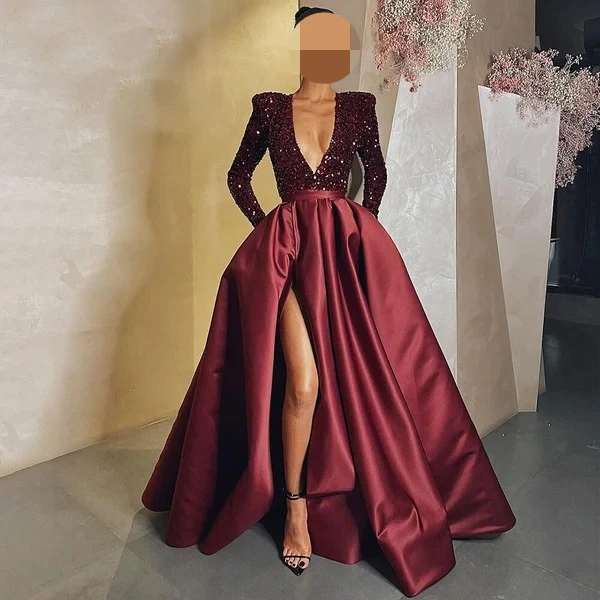 

Сексуальные Charmeuse с блестками и драпировкой, длинные платья трапециевидной формы с v-образным вырезом на заказ, платья для особых случаев, современный стиль, доступны размеры