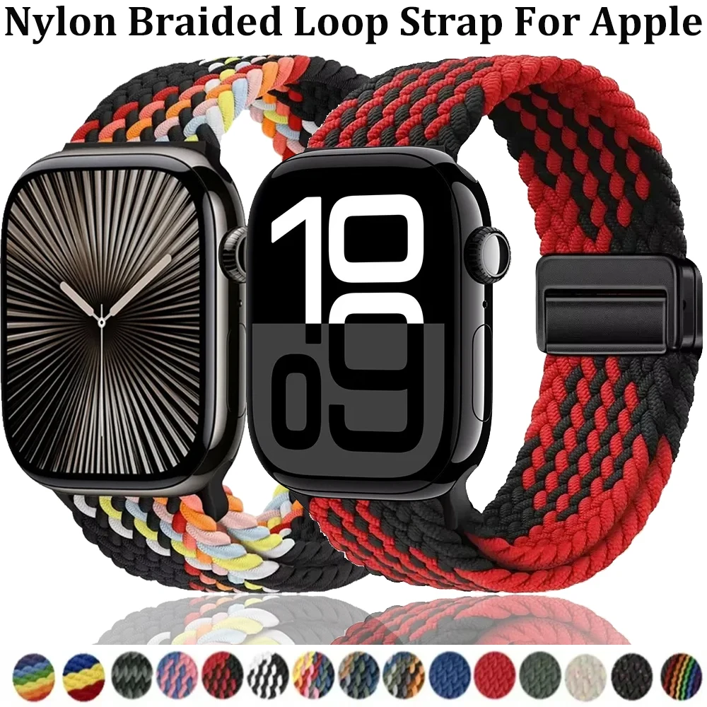 Nylon-Geflechtarmband mit Magnetverschluss für Apple Watch Ultra 11 10 9 8 7 49mm 46mm 42mm 45mm 41mm, komfortables Band für iWatch 6 5 SE 44mm