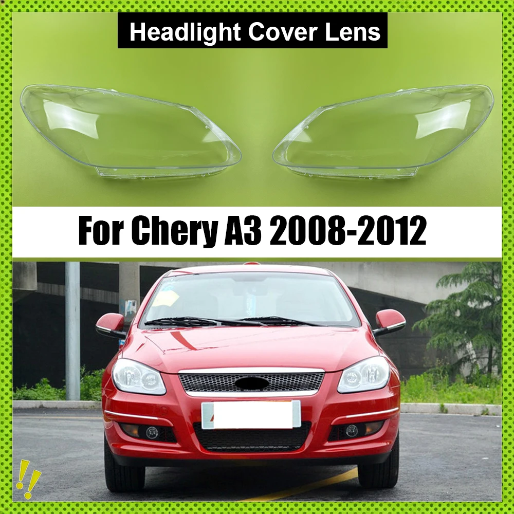Car Front Headlight Lens Cover Clear Car Light Glass Shell Plexiglass Replace Original Auto Gadgets For Chery A3 2008-2012