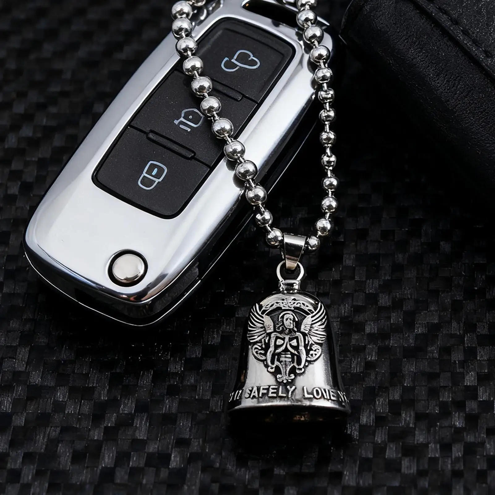 Motorcycle Exorcism Bell with Chain motorcycle ride lucky exorcism bell necklace  for Long-Distance Drive Road Trip