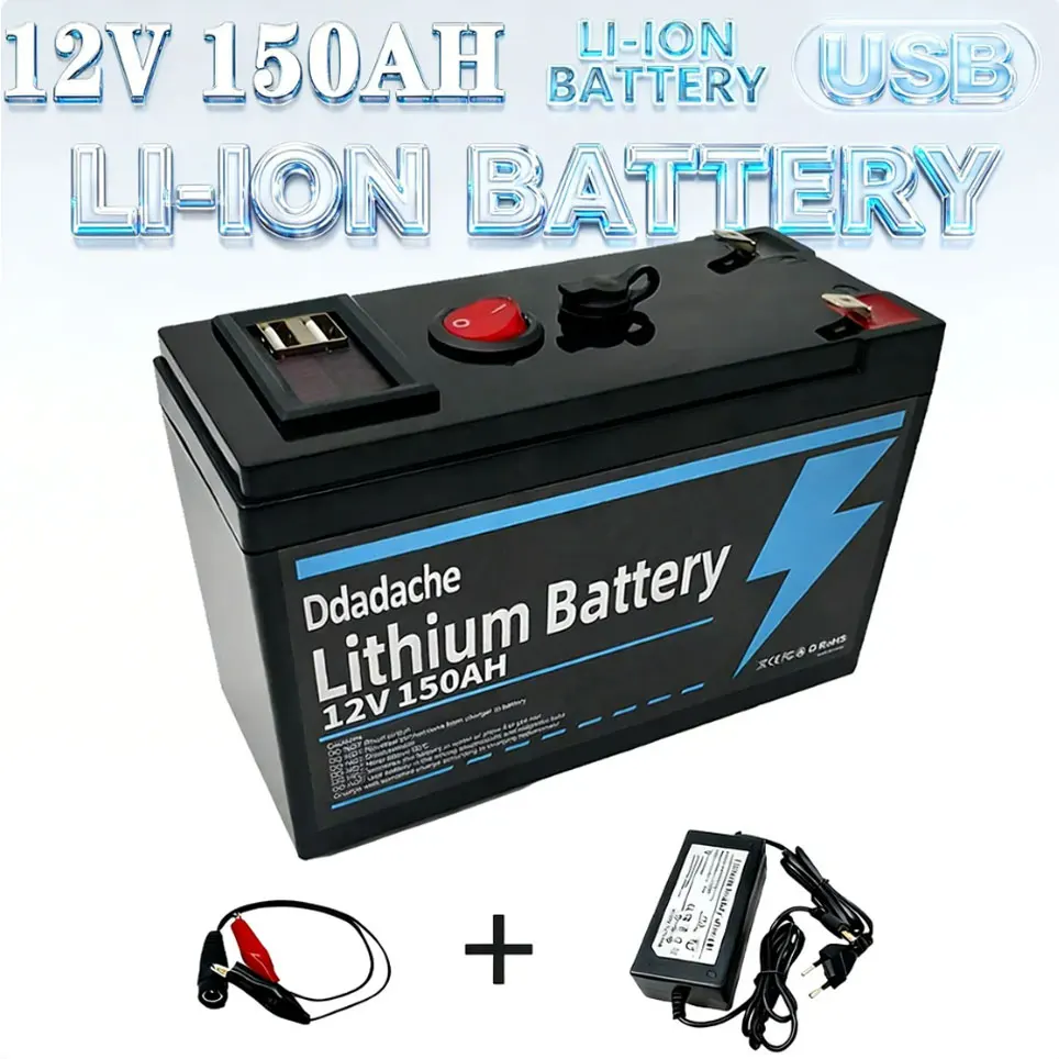 🎁 12V 150Ah Lithium LiFePO4 Deep Cycle 4000 Zyklen Akku Wiederaufladbare Batterie für Solar-/Windkraft, kleine USV-Anlagen, Beleuchtung, Power Wheels