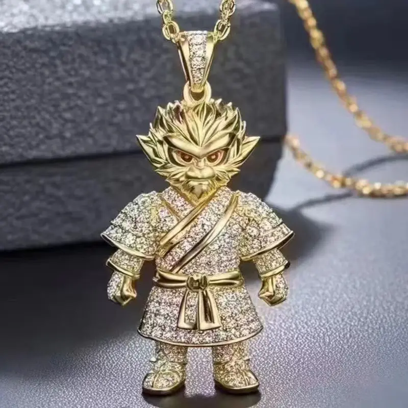 Wukong 18K gold diamonds necklace pendant customization