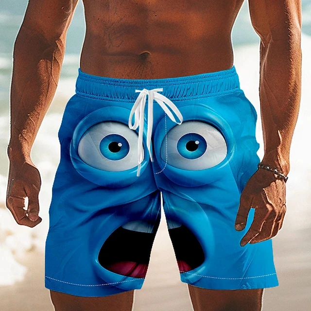 New Fashion 3D Print Board Shorts Mens Funny Face Graphic Short