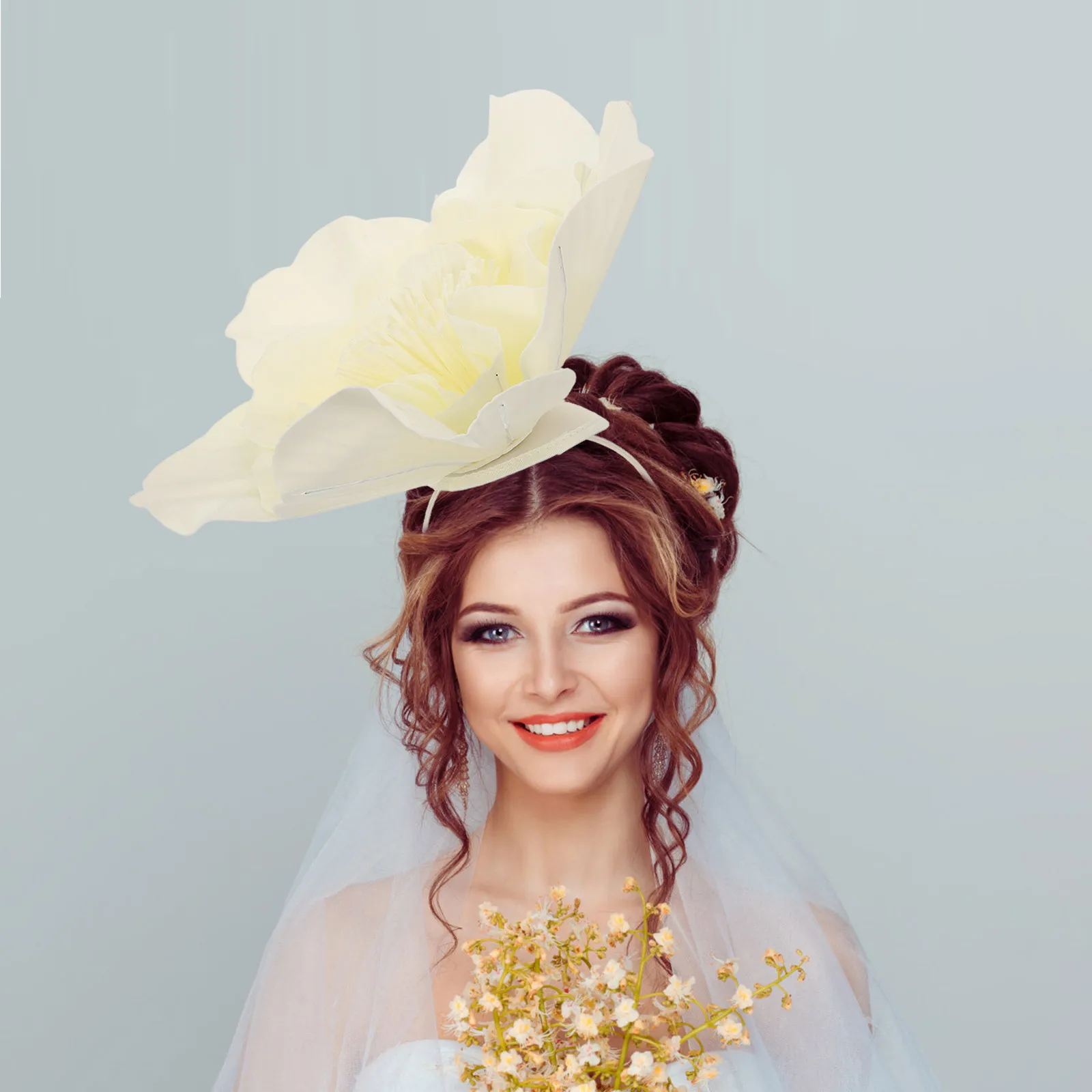 

1 комплект, 1 комплект, головной убор с цветочным принтом для женщин, невеста, цветок-волшебник, большая повязка для волос, аксессуар для свадебной вечеринки, выпускного вечера, чая, банкета