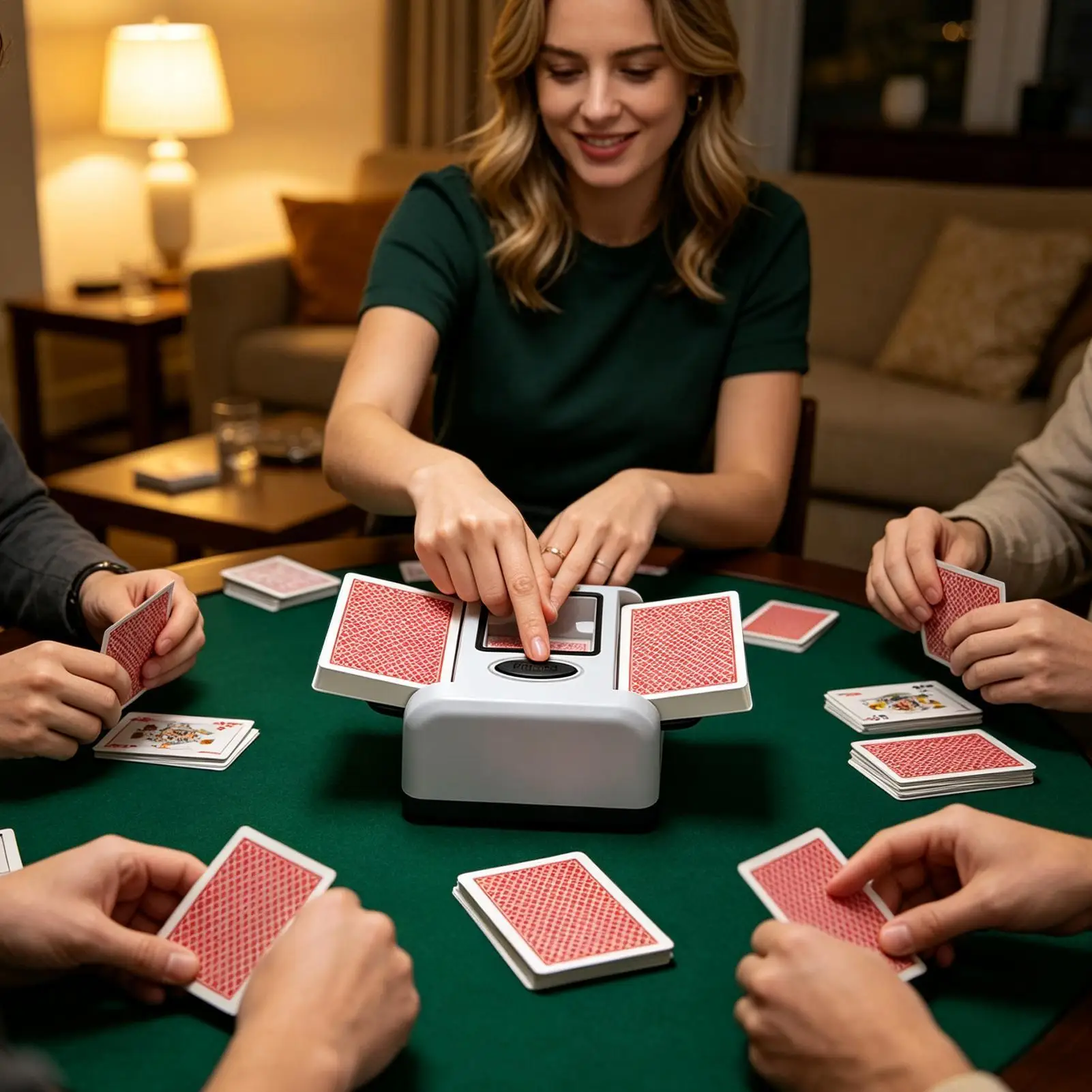 Card Shuffling Machine Fast 2-Deck Automatic Rechargeable Shuffle Device Table Equipment For Bar Club Party Tournament Lounge