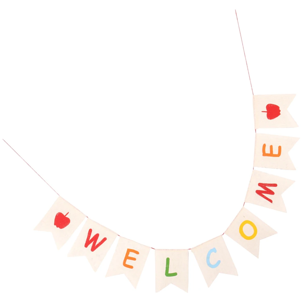 

Welcome Flag Party Door Decorations Back-to-school Season Swallowtail Clear Printing Banner Homecoming Linen for