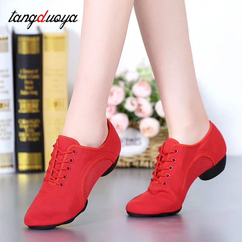 

Canvas dance shoes latin woman practice teacher's dancing shoes for women professional modern ballroom dance sneakers rubber