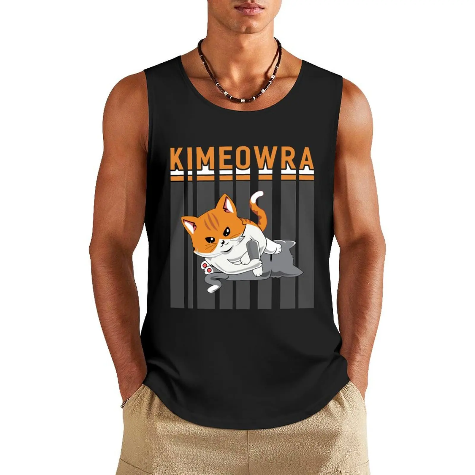 

Funny Jiu Jitsu Kimura Kimeowra Cat Tank Top Men gym sportswear sleeveless t-shirts for men