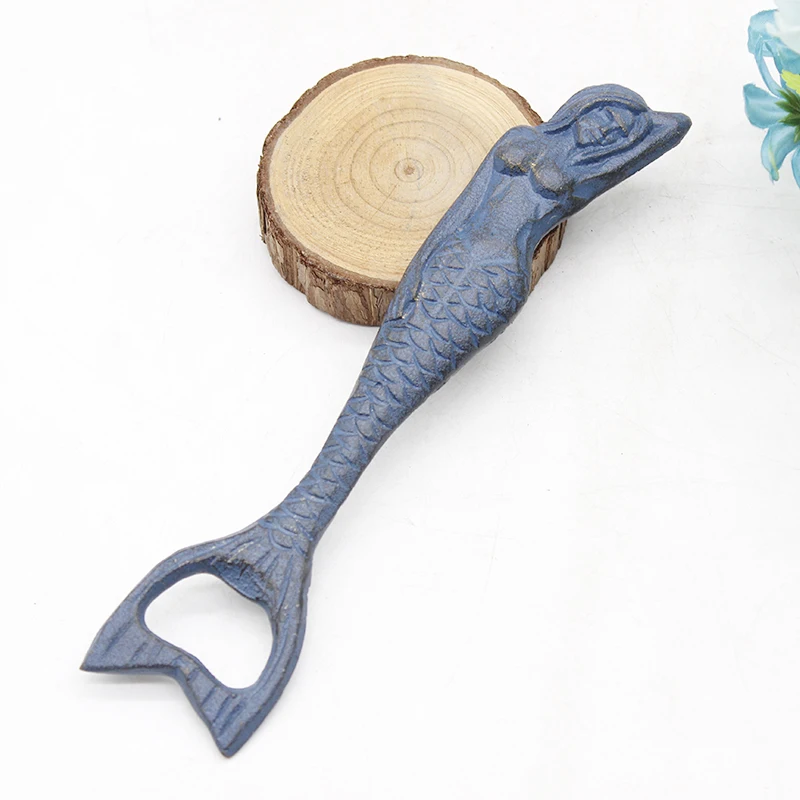 

Mermaid shaped beer bottle openers iron Promotional Gift home bar Decorative kitchen tools blue color wine opener screwdriver