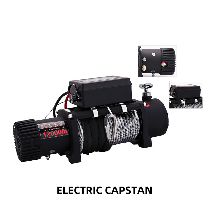 24V Vehicle-mounted Small Crane 12V Off-road Vehicle Self-rescue Vehicle Winch Hoisting Submersible Electric Winch