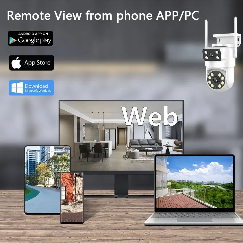 듀얼 렌즈 와이파이 카메라 PTZ 4K 풀 HD 듀얼 스크린 AI 인간 자동 추적 야외 보안 비디오 감시 투야 카메라, 8MP, 4MP