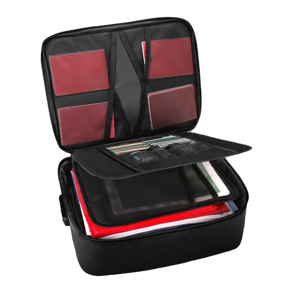เอกสารพร้อมล็อคแฟ้มจัดเก็บทนไฟกล่องกันน้ํากระเป๋าเอกสารแบบพกพา Home Travel Safe Storage กล่อง