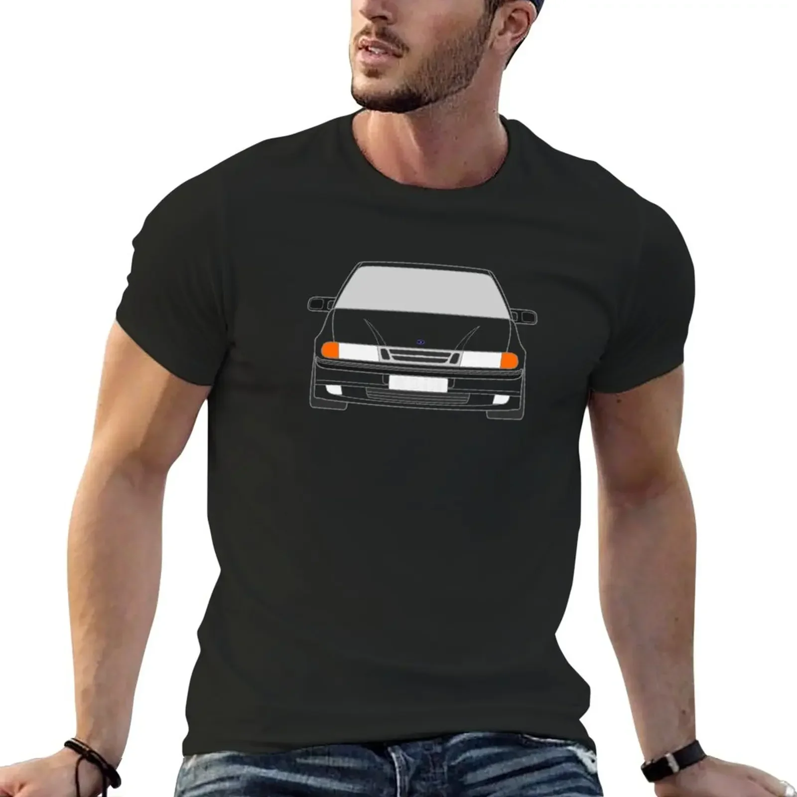 

Short Sleeve Saab 9000 colored Printing Tee.tops T-Shirt vintage plus size tops mens Cotton graphic Casual new men clothing