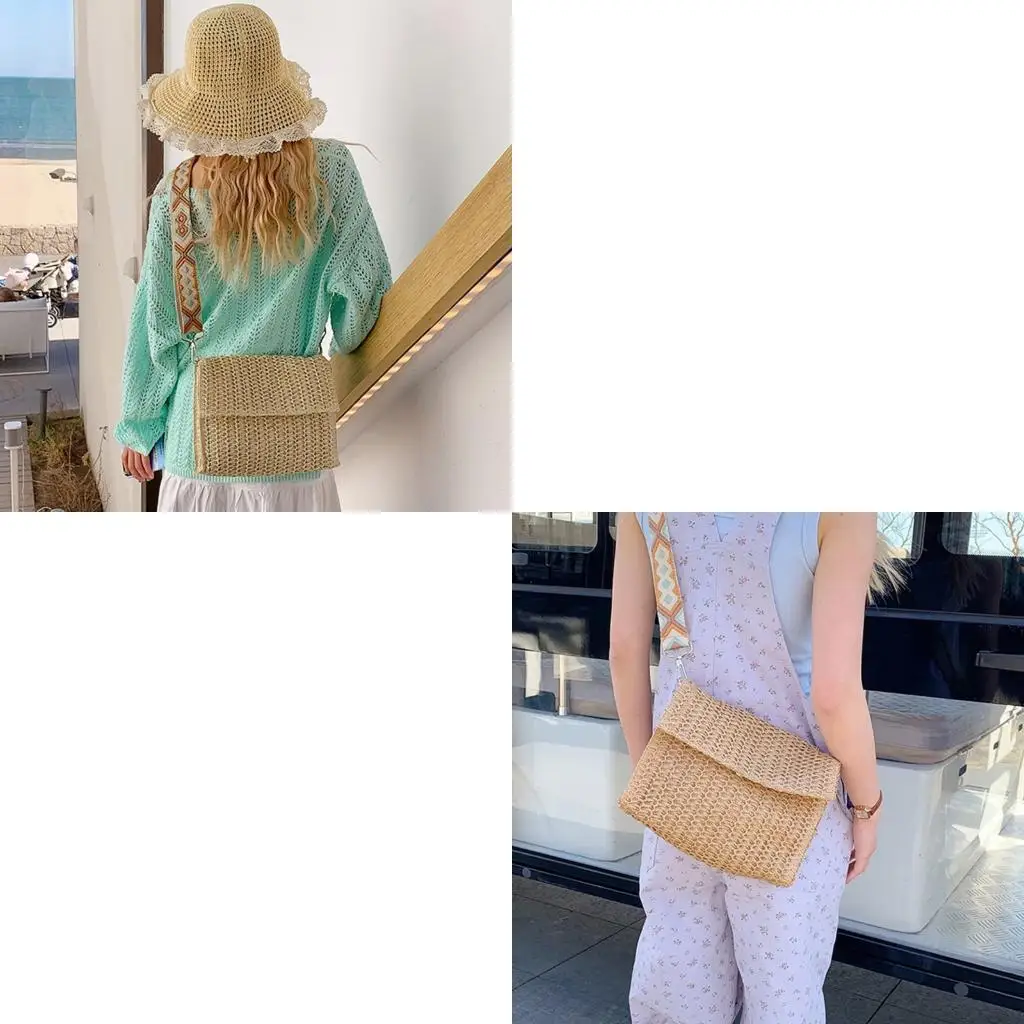 

D46D модные мешки с поперечным телом соломенные пакеты с регулируемым румным плечевым кошельком