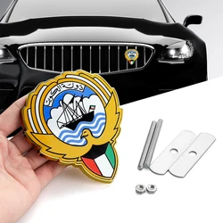 3D Metal Car Front Grille Badge Kuwait National Flag Emblem Auto Body Rear Trunk Decoration for Mercedes Suzuki VW VOLVO Renault