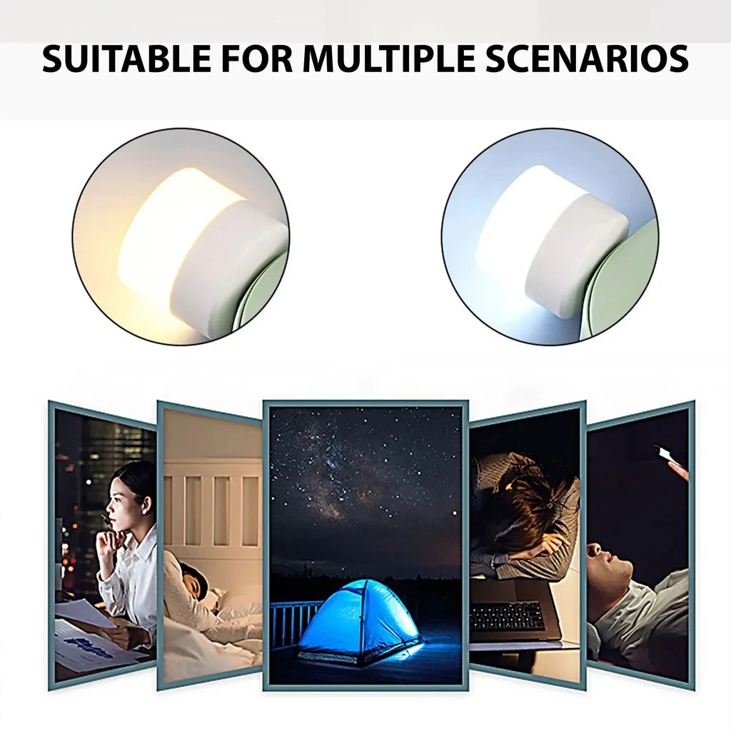 Mini luz nocturna USB, protección ocular blanca cálida, luz de lectura de libros, enchufe USB, carga de energía móvil para ordenador, lámpara LED de noche, 1/10 Uds.