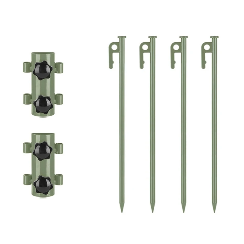 

Awning Canopy Pole Fixed Tube Ground Bracket Windproof Adjustable Tent Support Pole With Ground Nails 6PCS -Armygreen