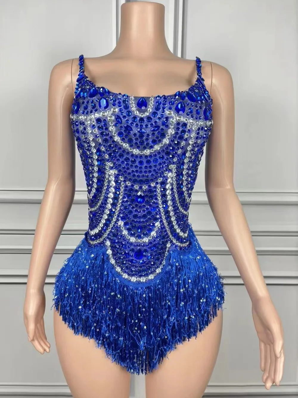 2025 novedad de verano estilo vestido de baile latino Su mono baile europeo y americano Sexy brillante elástico vestido de actuación en escenario