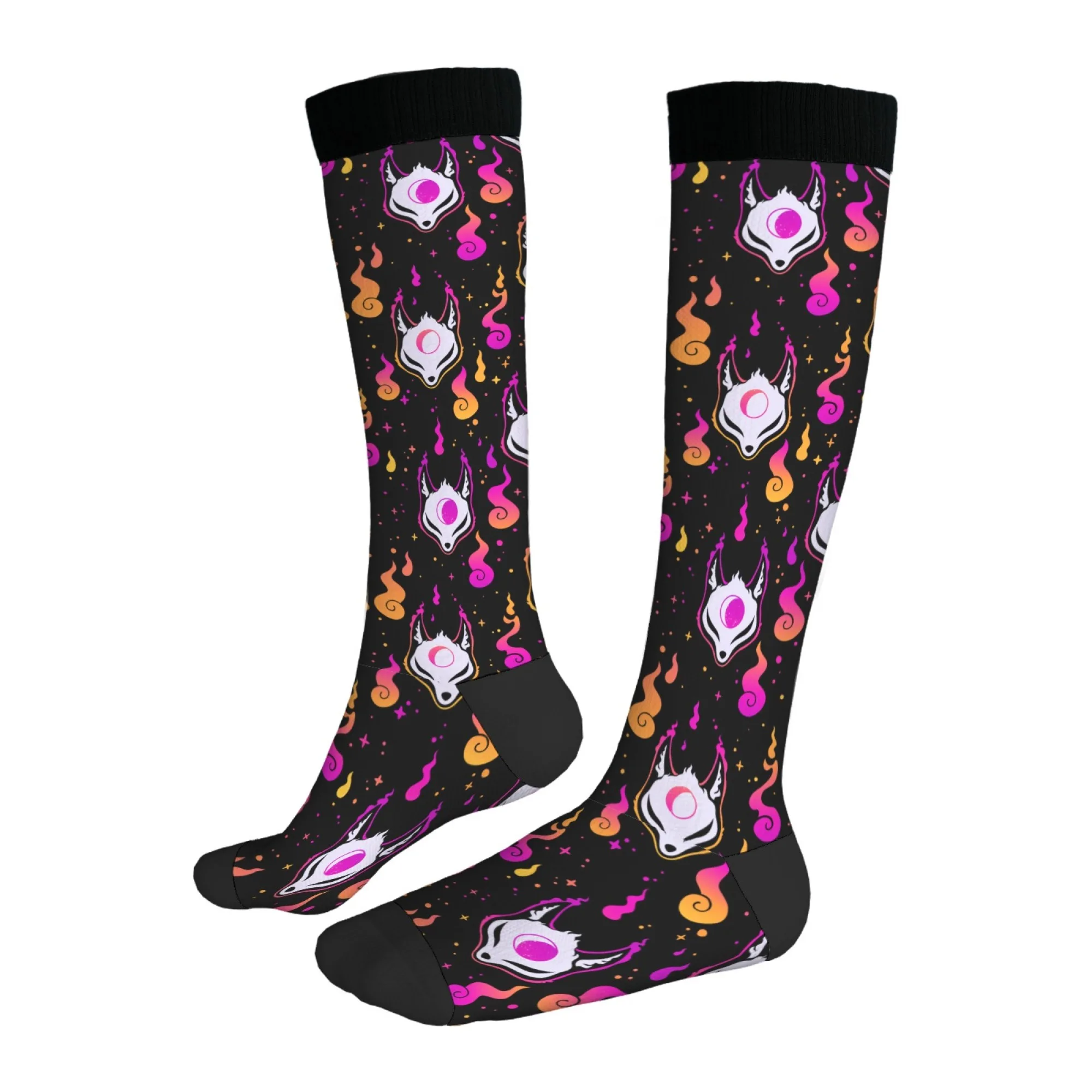 

Novelty neon fox mask stockings Harajuku retro style unisex street trend hip-hop socks stretch non-slip comfortable warm socks