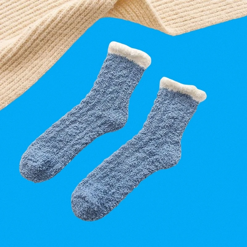 Chaussettes mi-tube en peluche pour femmes, chaussettes de sol en peluche, chaussettes en coton pour la maison, lieu de sommeil, sourire, haute qualité, automne, hiver, 3/6 paires