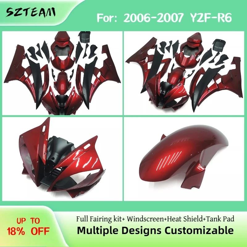 

Candy Red Black Fairing Kit for YAMAHA YZF R1 2007 2008 Tail Cover Motorcycle Body Panel Fairings YZF-R1 07 08