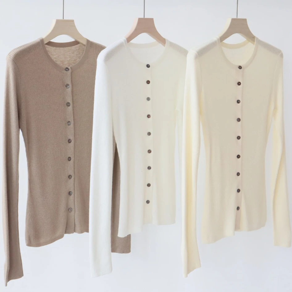 

Cardigan Women Short Coats Sweaters Knitted Round Neck Work Cardigans Coat Jumpers Y2k Streetwear Elegant Knit Autumn Winter