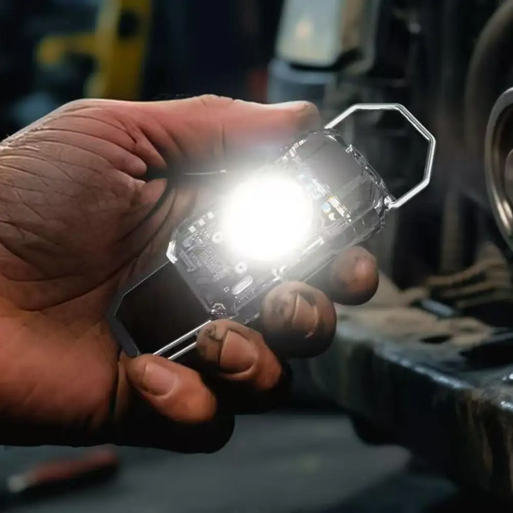 COB Keychain Work Light Rechargeable Mini Flashlight High Lumens Portable LED Light For Camping Hiking Running R6H2