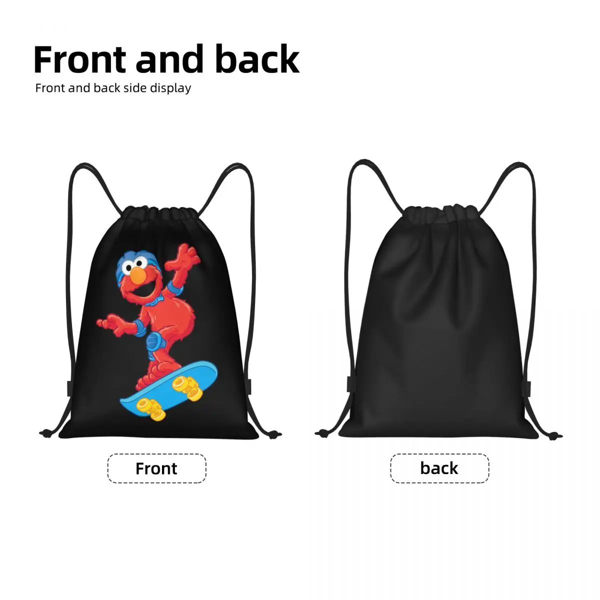 Custom Drawstring Bag Women Men Portable Sports Gym Sackpack Elmo Skate Cartoon Training Storage Backpacks