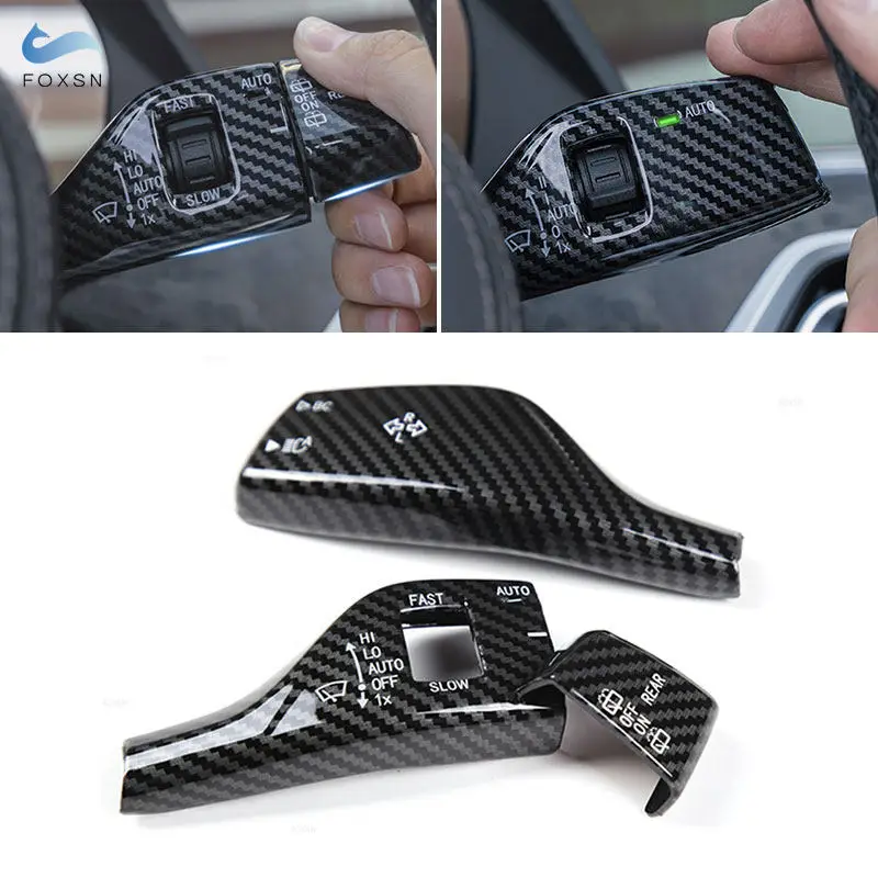 

For BMW F20 F45 F48 F49 F52 G01 G02 X5 G05 G30 G32 ABS Carbon Fiber Texture Turn Signal Windshield Wiper Lever Switch Trim Cover