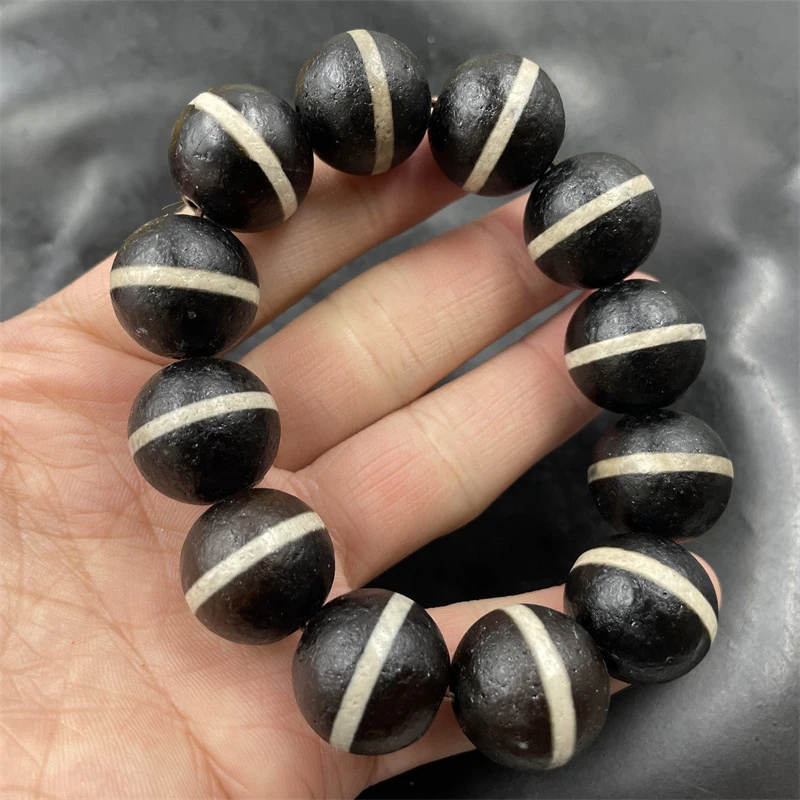 

Винтажный браслет из бусин Дзи «Медицинский мудрец» с патиной, 20 мм, из старинного агата премиум-класса