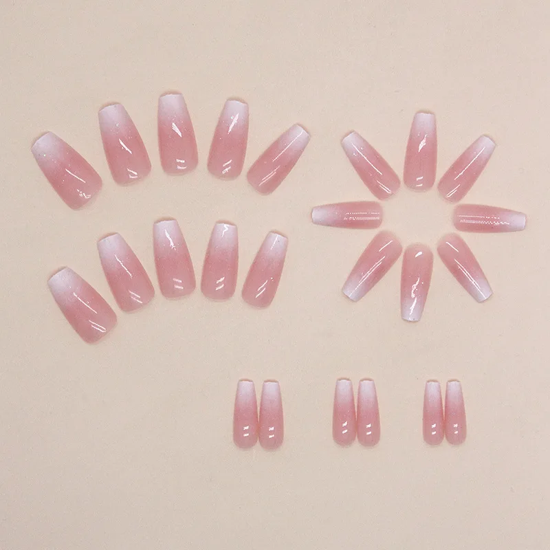 24 pieces of French minimalist diamond nails, pressed nails, women wearing nails, with 1 jelly and 1 nail file image 3