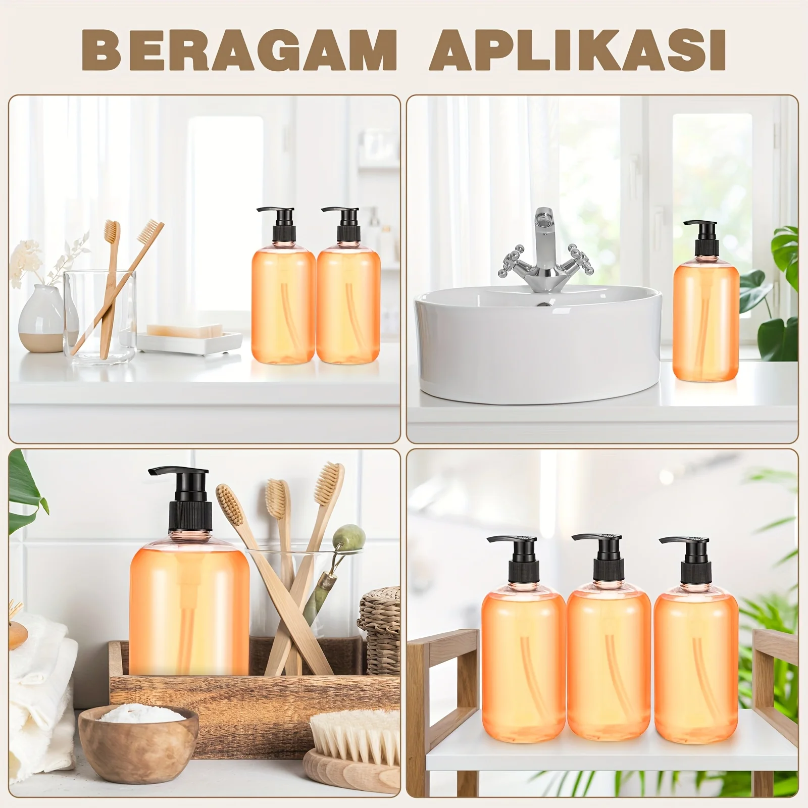 8 Stück 300/500ML Klare Shampoo-Leerflaschen mit Pumpe, Duschgelspender für Dusche, Badezimmer, Shampoo, Conditioner, Körperwaschflasche – Detail 5
