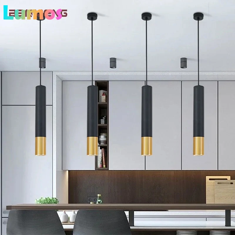 

PD Modern LED Long Tube Pendant Light Chandelier Spotlight Lamp Indoor Bar Restaurant Company Front Desk Bedroom Livingroom Deco