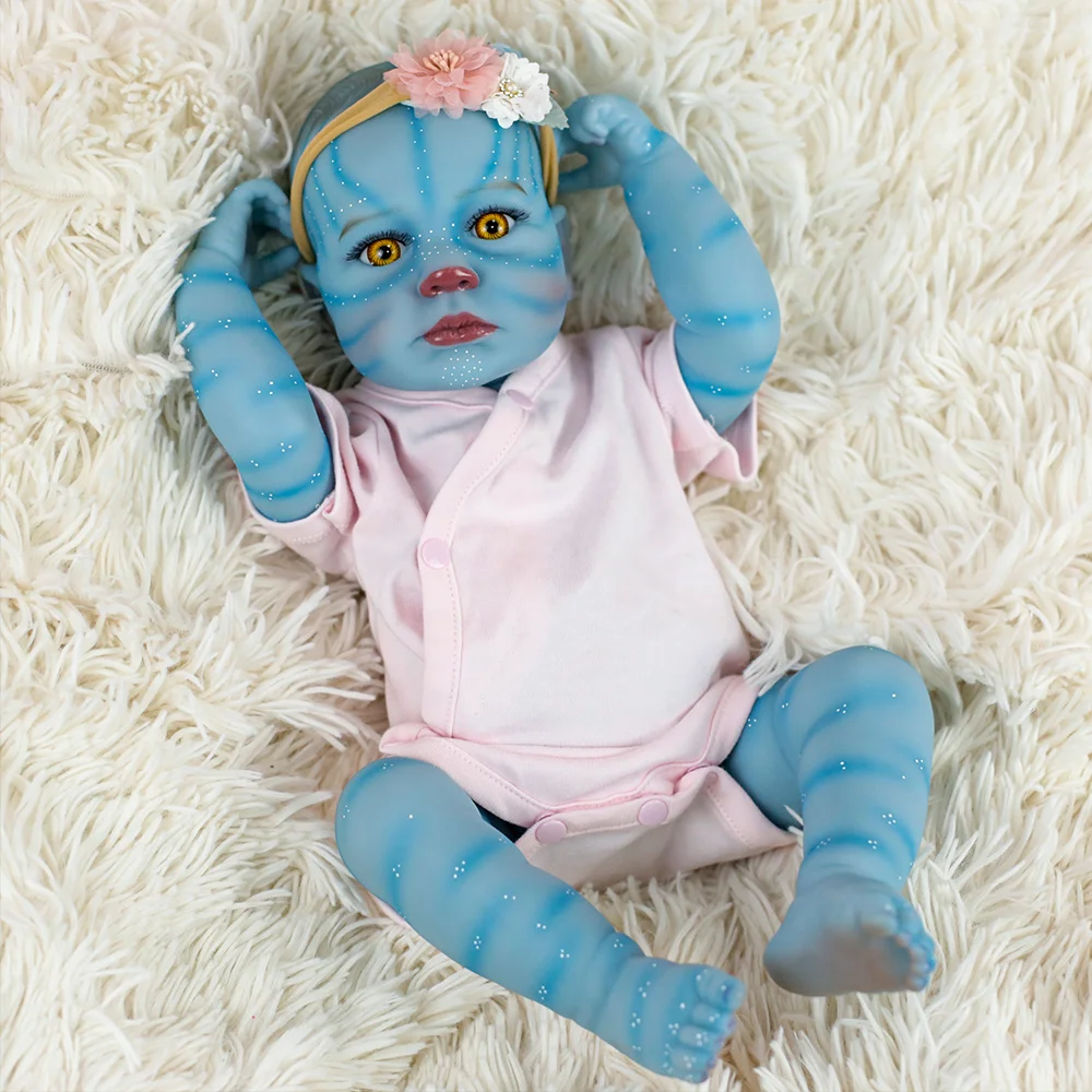 19 inch Loulou Avatar herboren babypop volledig siliconen vinyl meisjeslichaam met geschilderd haar handgemaakte levensechte kerstspeelgoedcadeaus