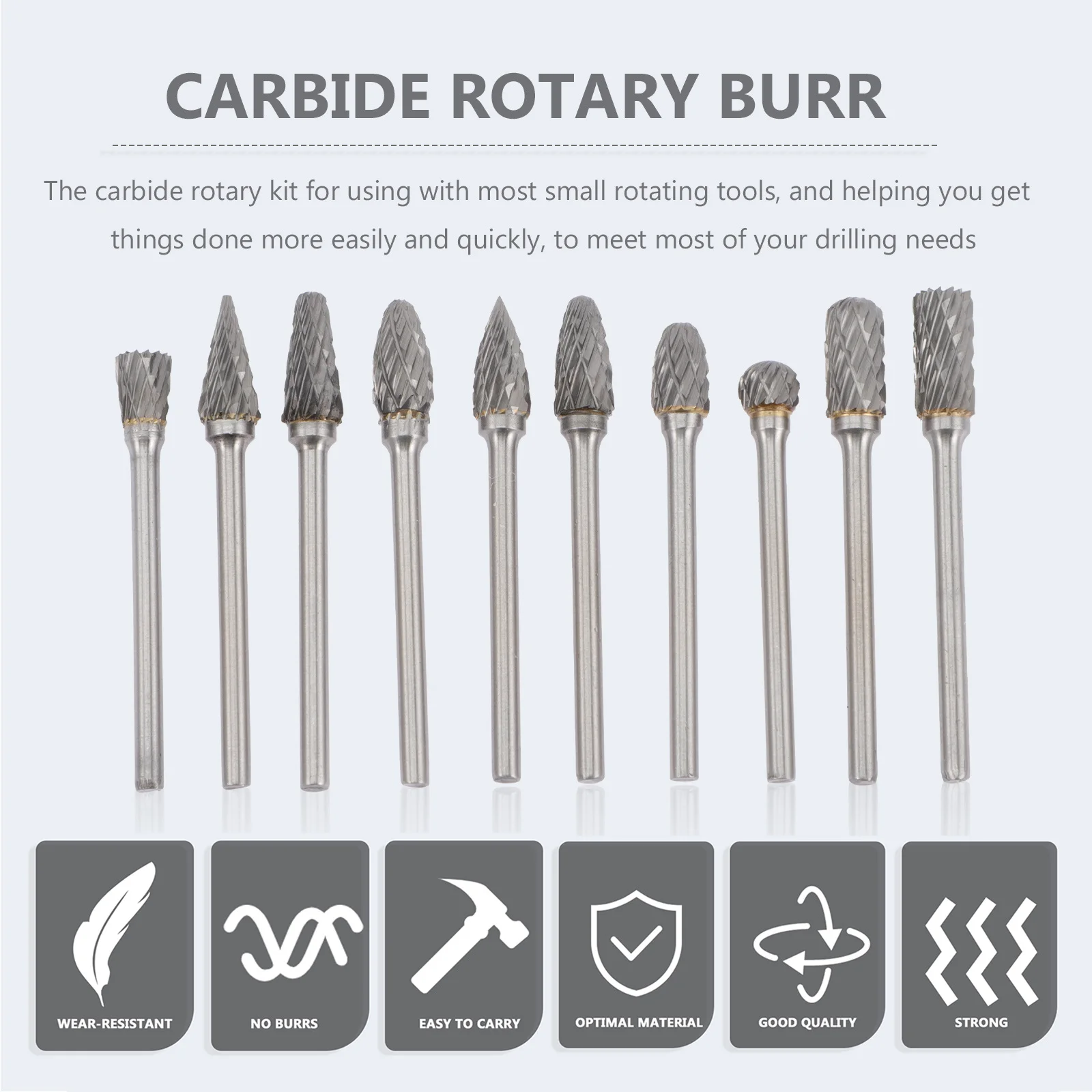 10 Stuks Wolfraam Staal Roterende Bestanden Set Multifunctionele Sterven Bits Carving Graveren Polijsten Roterende Boor Bestand Houtbewerking Gereedschap
