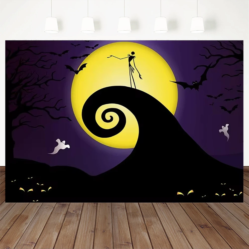 Halloween Background Photography Moon Ghost Nightmare Pumpkin Jack Baby Shower Backdrop Shooting Props Decorations Photo Studio