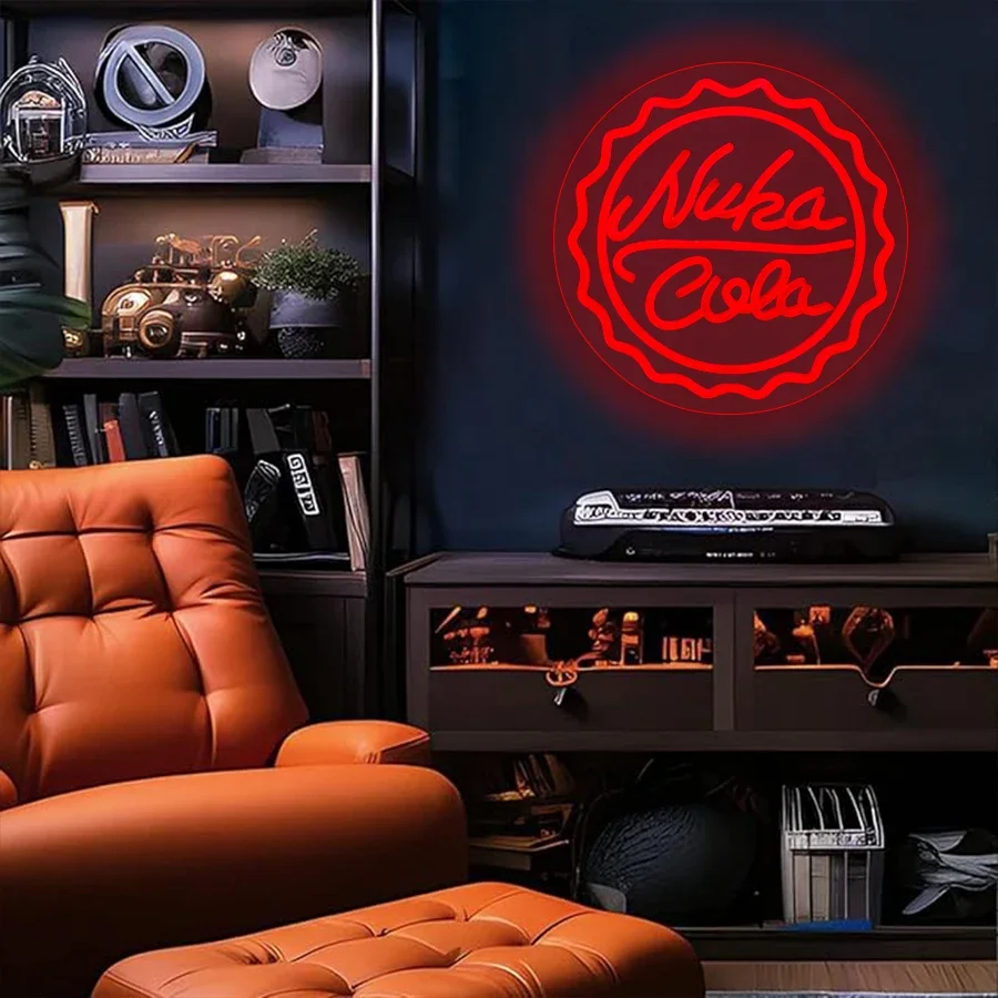 Nuka Cola Led 네온 사인, 빨간색 병 뚜껑 벽 장식, USB 전원, 게임 룸, 침실, 바, Man Cave 벽 조명, Han에 쉬운.