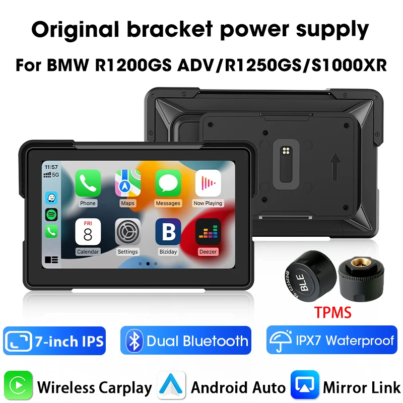 7 "Carplay Scherm Voor BMW R1200GS ADV/R1250GS ADV/S1000XR Motorfiets Navigatie GPS Draadloze Android Auto BT IPX7 Waterdicht