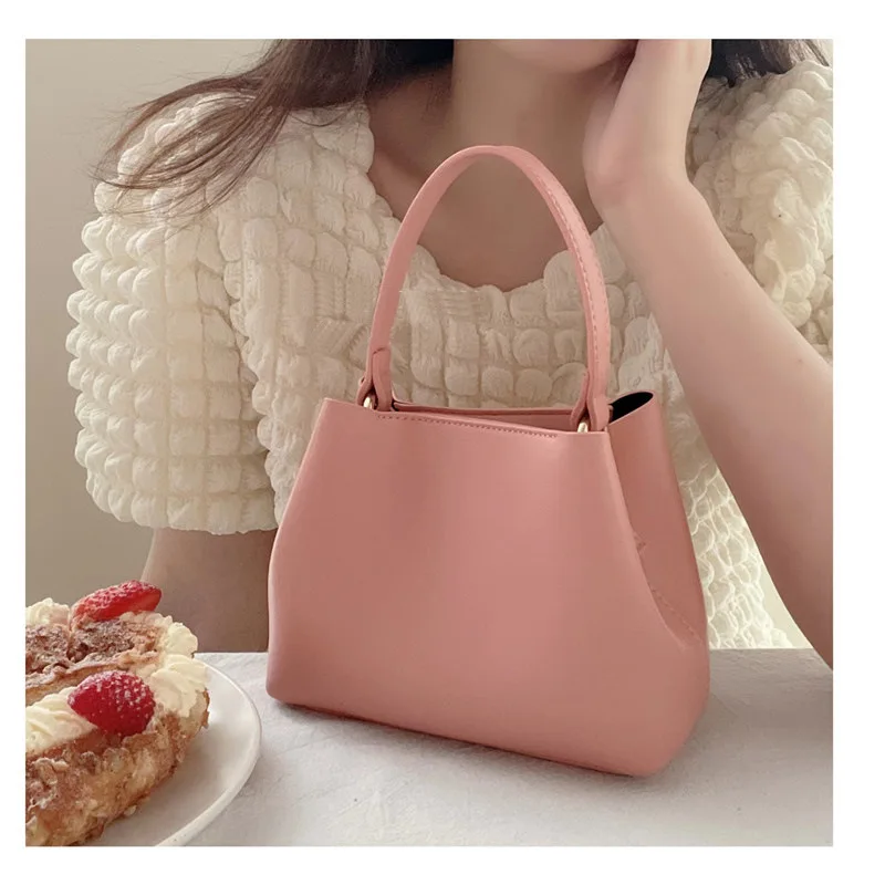 

New strawberry Pink Crossbody Bag For Women Bucket Bag mini handbag Korean style high-grade Sense Shoulder bag PU leather