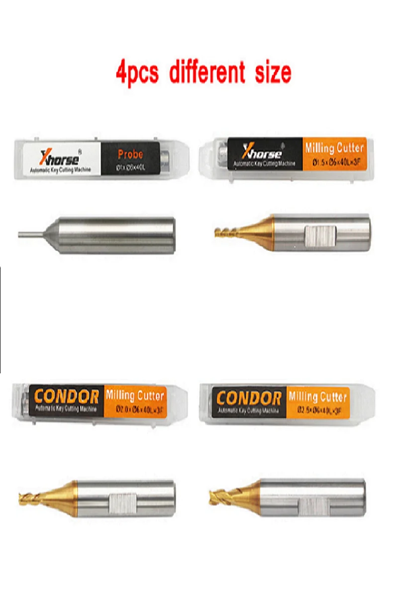 Xhorse-cortador de fresado con sonda para CONDOR XC MINI Plus, Dolphin XP-005 XC-007, 1,0mm, 1,5mm, 2,0mm, 2,5mm, XP-007