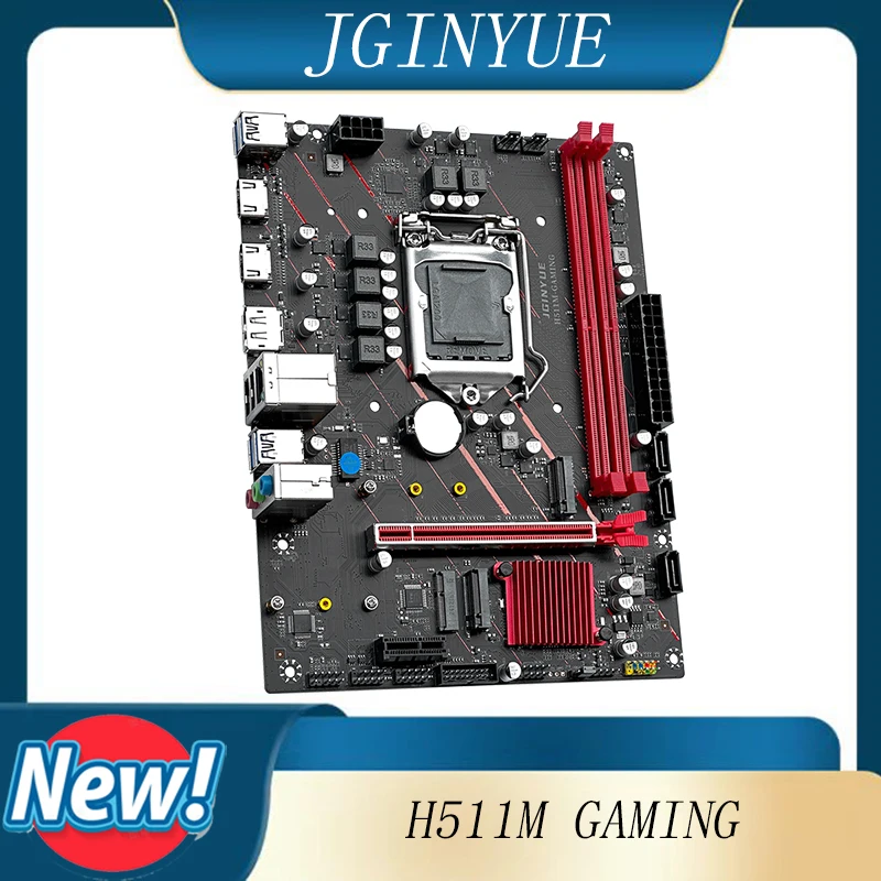 

JGINYUE H511M GAMING Motherboard LGA 1200 Support Intel Core i3/i5/i7/i9 10th/11th Processor DDR4 Memory VGA+HDMI+DVI M-ATX