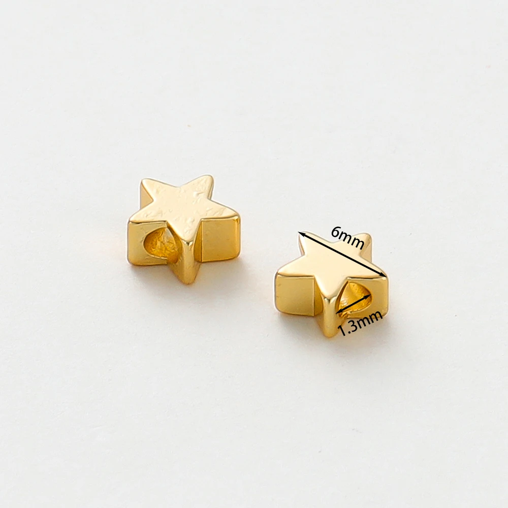 20Pcs 14K/18K Gold Color Plated Brass 6mm Star Shape Bead Spacer Beads for DIY Bracelet Necklace Jewelry Making Supplies